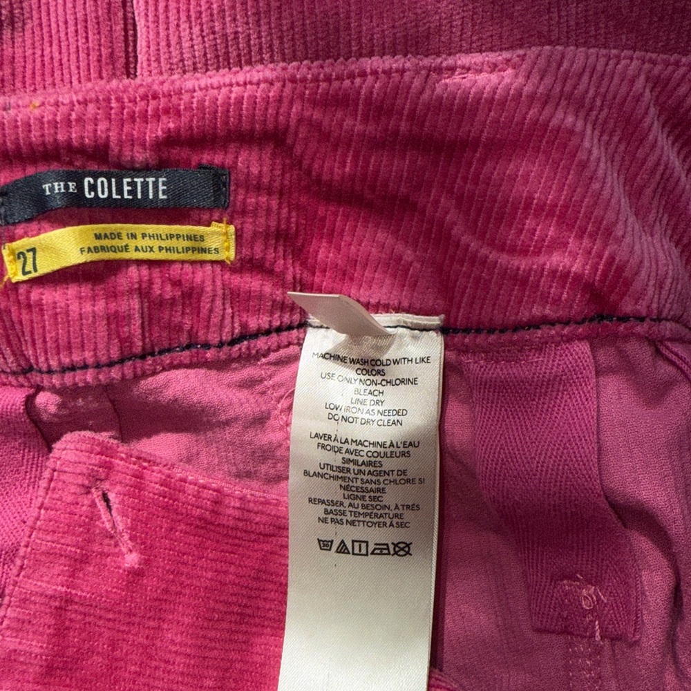 Anthropologie | Maeve The Colette Corduroy Crop Wide-Leg Pants | 27 | Fuchsia - Picture 8 of 8